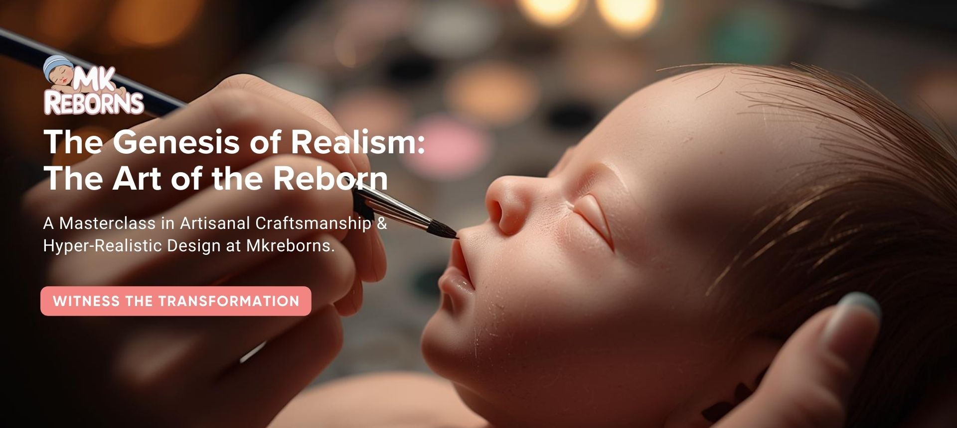 Artist creating hyper-realistic baby doll at Mkreborns studio.