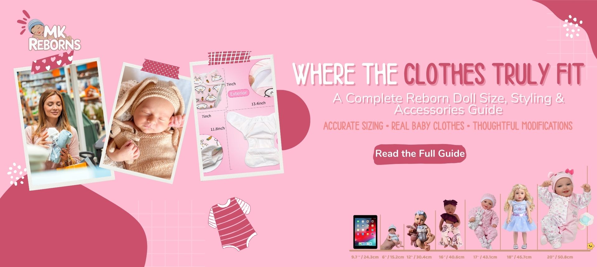 Păpușă reborn cu haine care i se potrivesc perfect, prezentând opțiuni de mărime și stil.
