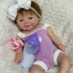 Reālistiska atdzimušas meitenes lelle ar mazgājamu ādu un mīkstu ķermeni kolekcionāriem un bērniem.