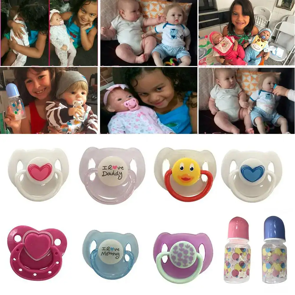 Bonito conjunto de chupetes para muñecas reborn con diseños coloridos.