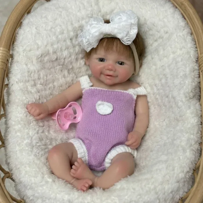 Atdzimuša silikona mazuļa lelle ar atvērtu muti, sakņotiem matiem, 33 cm, mazgājama, reālistiska jaundzimušā lelle.