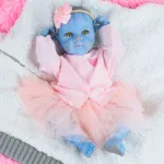 Realistická 45cm silikonová reborn panenka s modrou kůží, jemným omakem a viditelnými žilkami, perfektní pro...