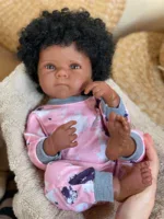Realistic 18 Inch Dark Skin Baby Doll for Kids' Birthday Gift.