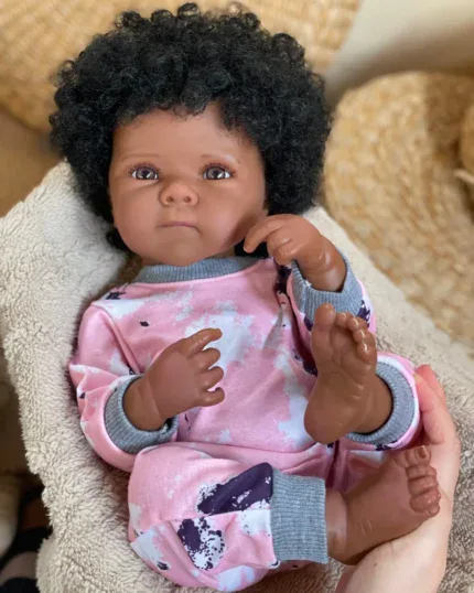 Realistic 18 Inch Dark Skin Baby Doll for Kids' Birthday Gift.