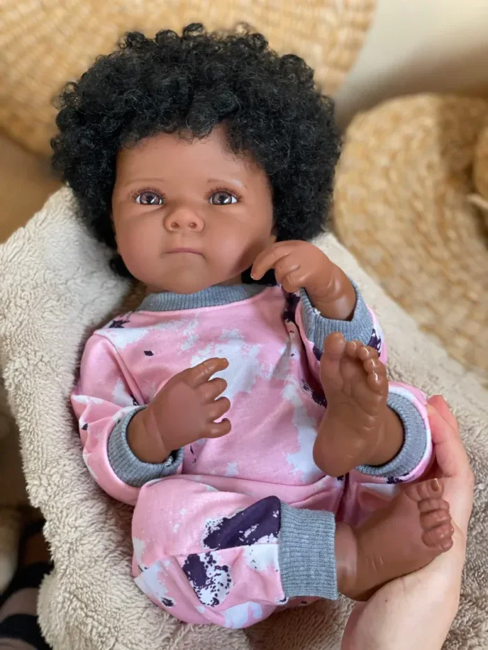 Realistic 18 Inch Dark Skin Baby Doll for Kids' Birthday Gift.
