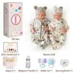 Rozkošné reborn panenky dvojčata s realistickými rysy, měkkými látkovými těly a detailními oblečky do sbírky.