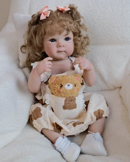 Reborn baby doll with lifelike features, rooted hair, and detailed painting, perfect for collectors.