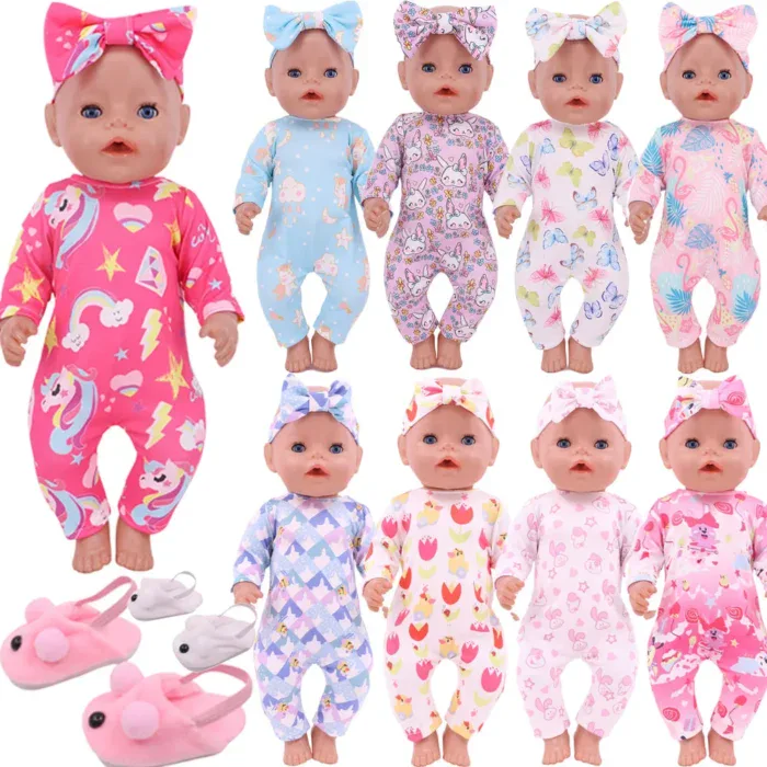 Oblečení a doplňky pro reborn panenky o velikosti 18 palcových miminek s barevnými, roztomilými a stylovými motivy.