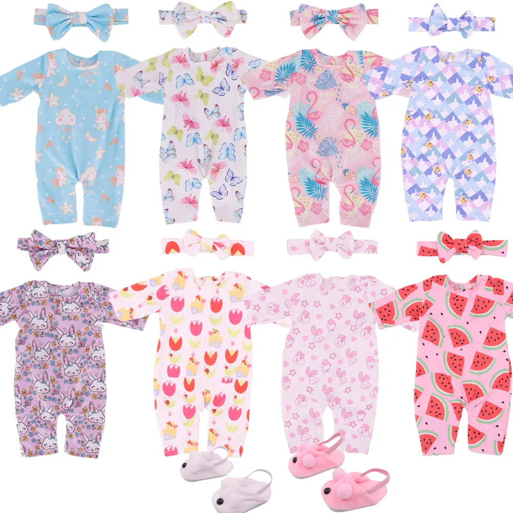 Oblečení a doplňky pro Reborn panenky o velikosti 18 palců Roztomilé oblečky pro reborn panenky s mašlemi a doplňky pro 18palcové panenky.