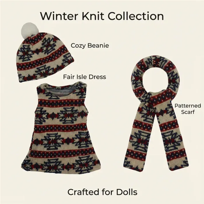 Ropa de invierno acogedora de punto para muñecas que incluye gorro, vestido y bufanda para muñecas reborn de 18 pulgadas. Perfecta para...