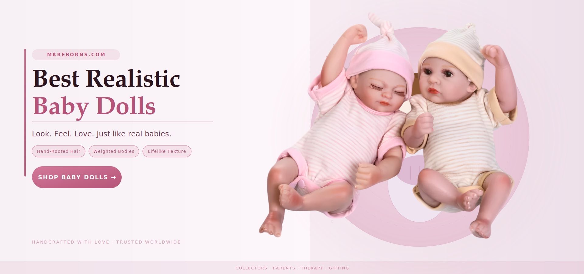 Hochwertige, realistische Babypuppen für Sammler, als Geschenk und für Kinder, mit lebensechten Merkmalen gefertigt.