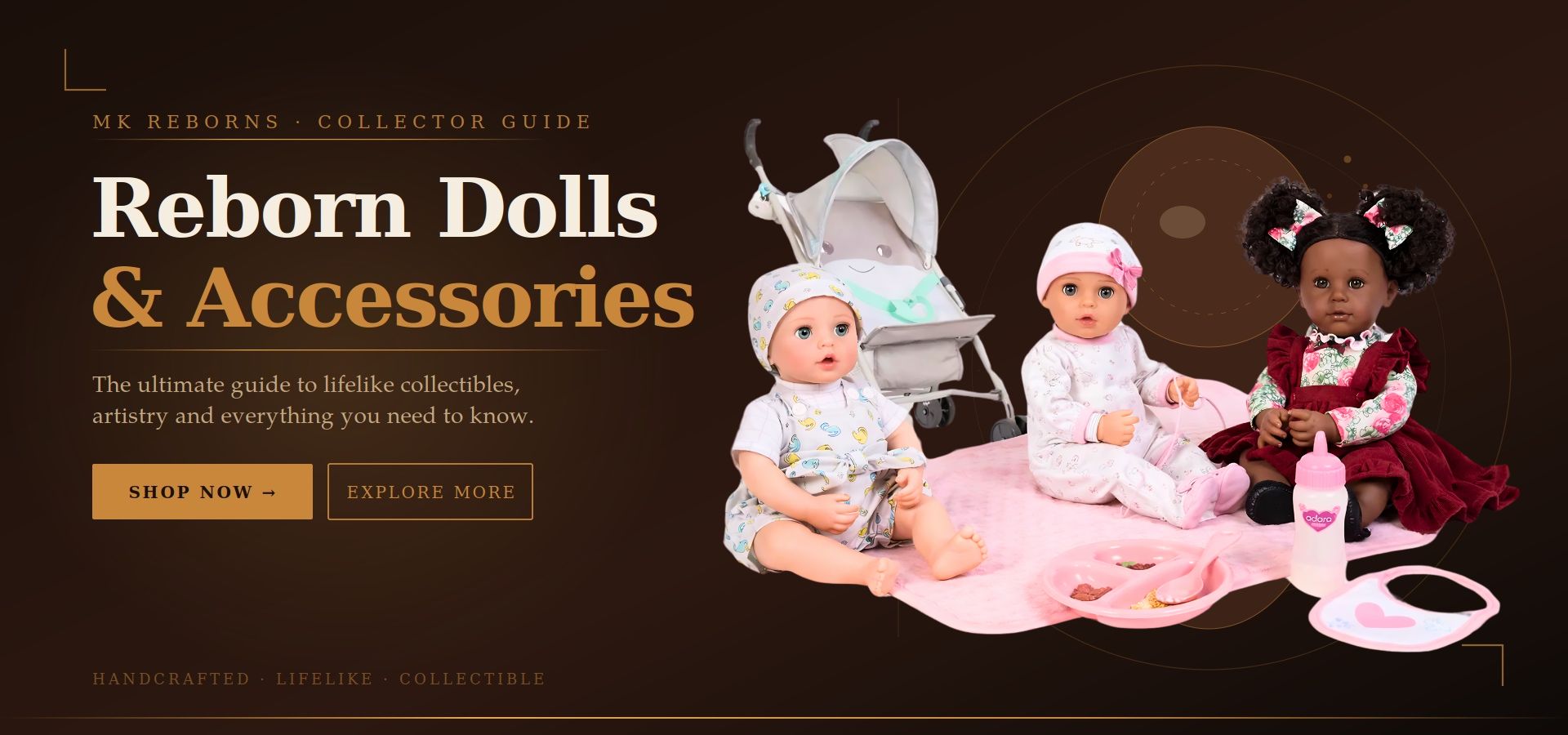 Reborn dolls and accessories for collectors, handcrafted with lifelike details and high-quality mate.