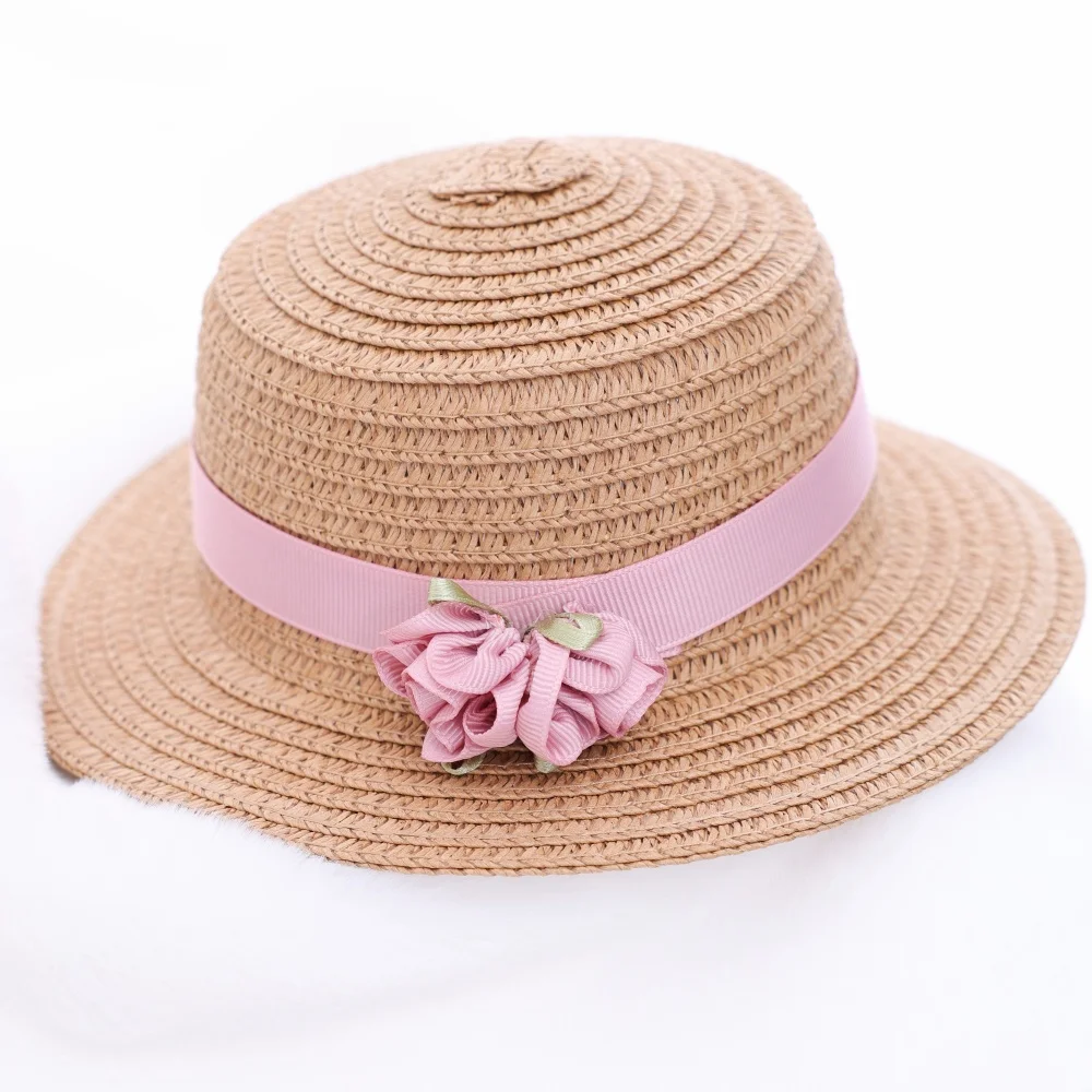 Kits de muñecas reborn Elie Niña Pastoral 18 pulgadas Vinilo 21 Gorro de sol para bebé con cinta y lazo rosas, perfecto para protegerse del sol en verano.