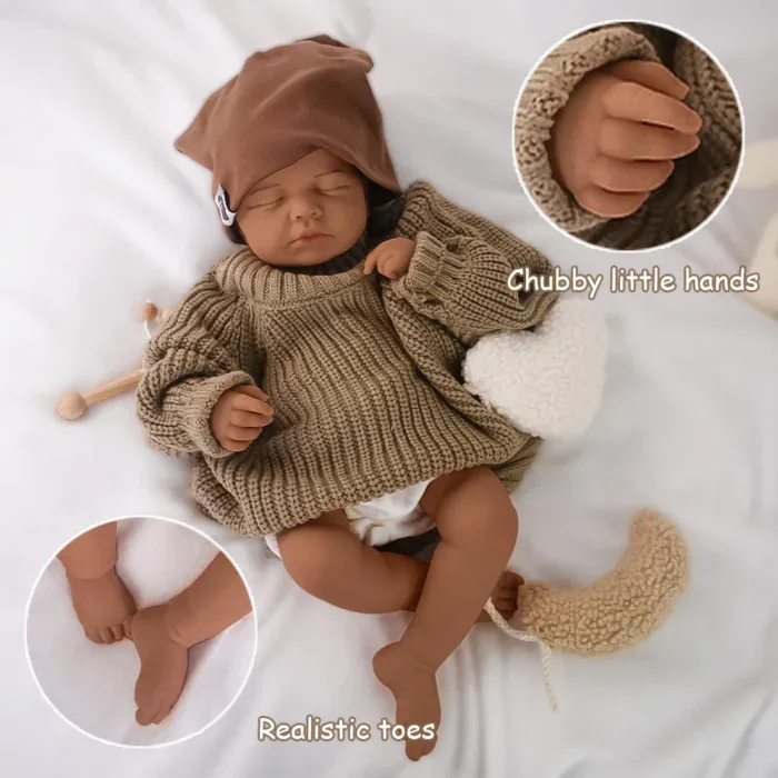 Poupée reborn de 48 cm (18,9 pouces), pesant 3,1 kg, avec une peau en silicone de qualité médicale et des détails adorables.