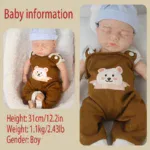 Poupée bébé reborn, nouveau-né en silicone, poupée bébé réaliste, cadeau parfait pour les enfants, 12,2 pouces doux.