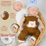 Poupée bébé reborn réaliste en silicone intégral, idéale pour les enfants et les cadeaux.