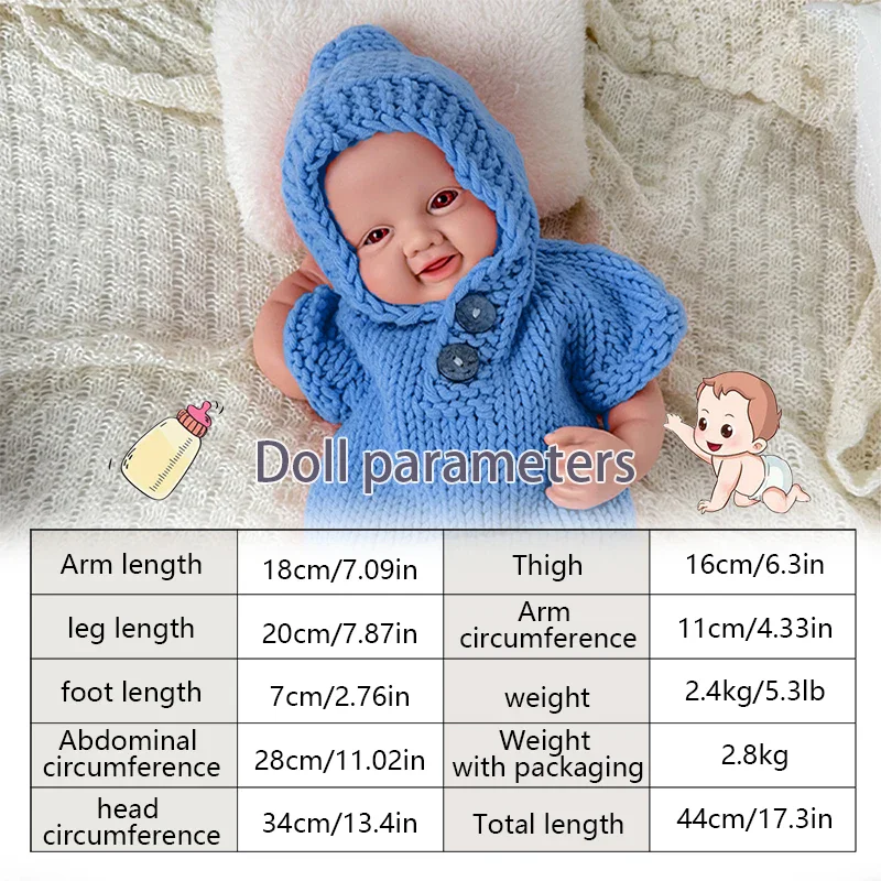 Chloe – 43 cm große Reborn-Puppe mit Silikonkörper, Baby Mädchen 6 Reborn-Babypuppe mit realistischer Haut, offenen Augen und detaillierten Gesichtszügen für Sammler und Kinder.