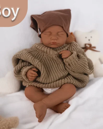 Poupée reborn en silicone de haute qualité, corps entier, bébé garçon réaliste avec une peau douce au toucher, lavable et en PE.