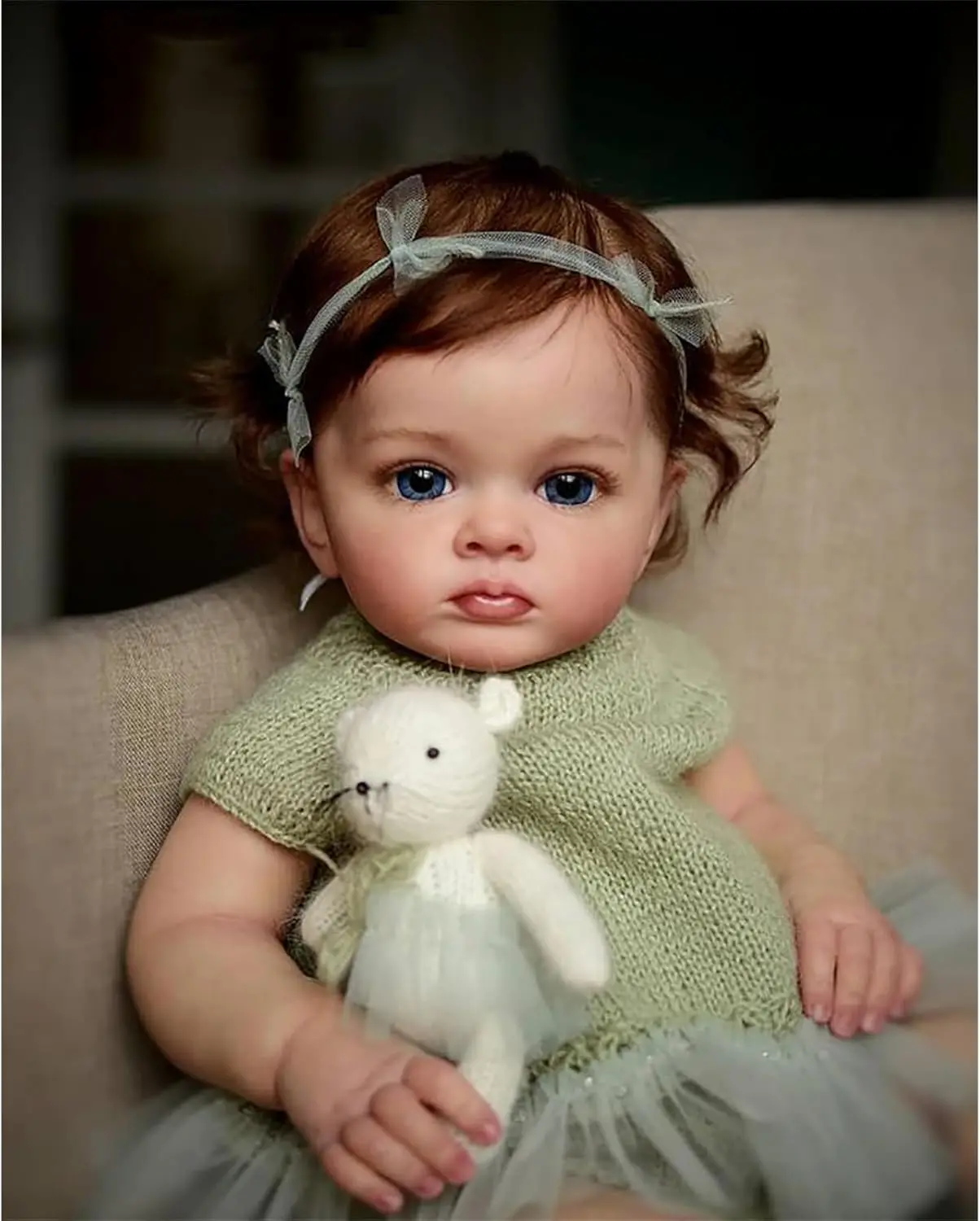 Bebê Reborn Aurora, menina de olhos azuis, 56 cm (22 polegadas) Aurora, menina de olhos azuis, 56 cm (22 polegadas), boneca reborn 3