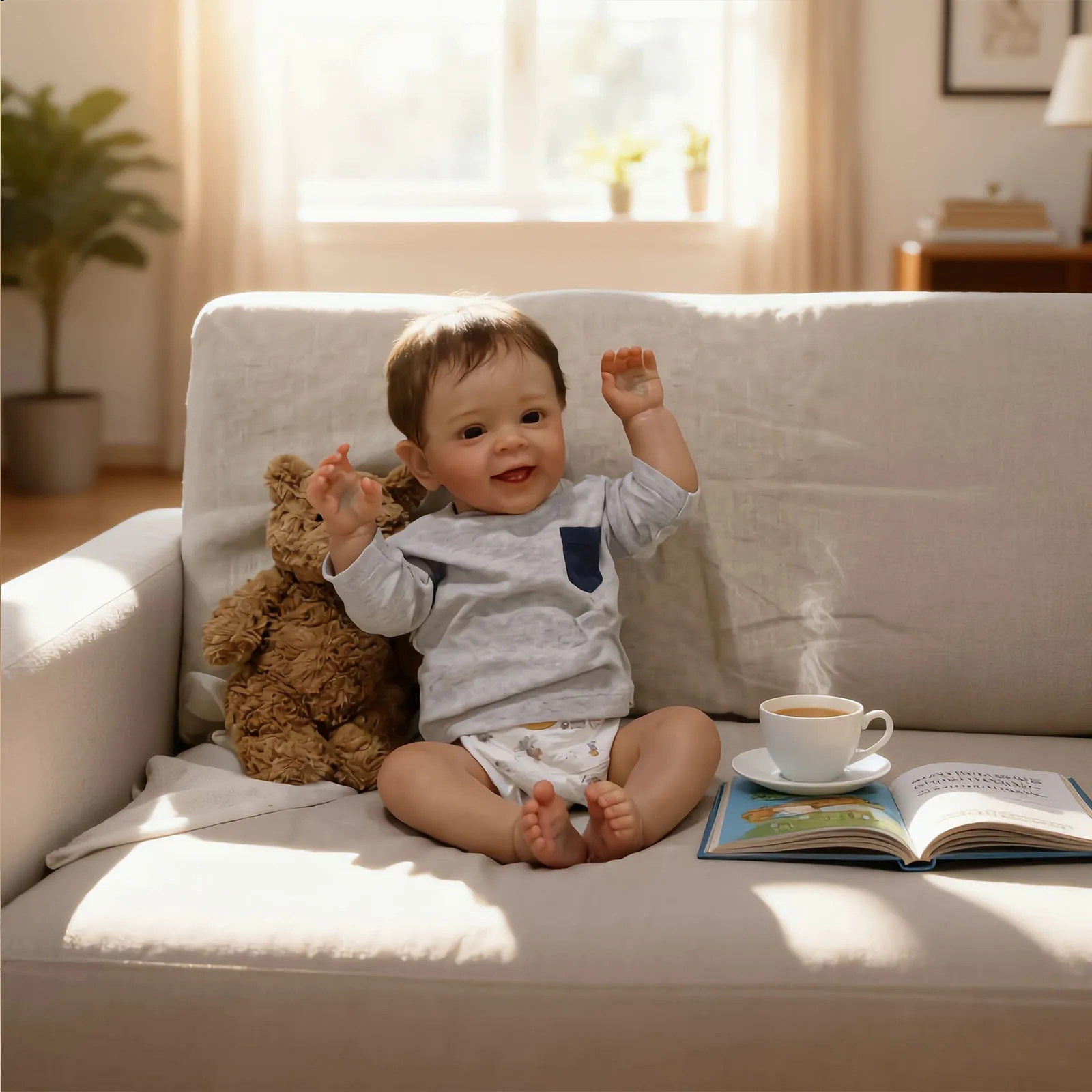 Finn, menino risonho, boneco reborn de vinil de 56 cm (22 polegadas) Finn, menino risonho, boneco reborn de vinil de 56 cm (22 polegadas)