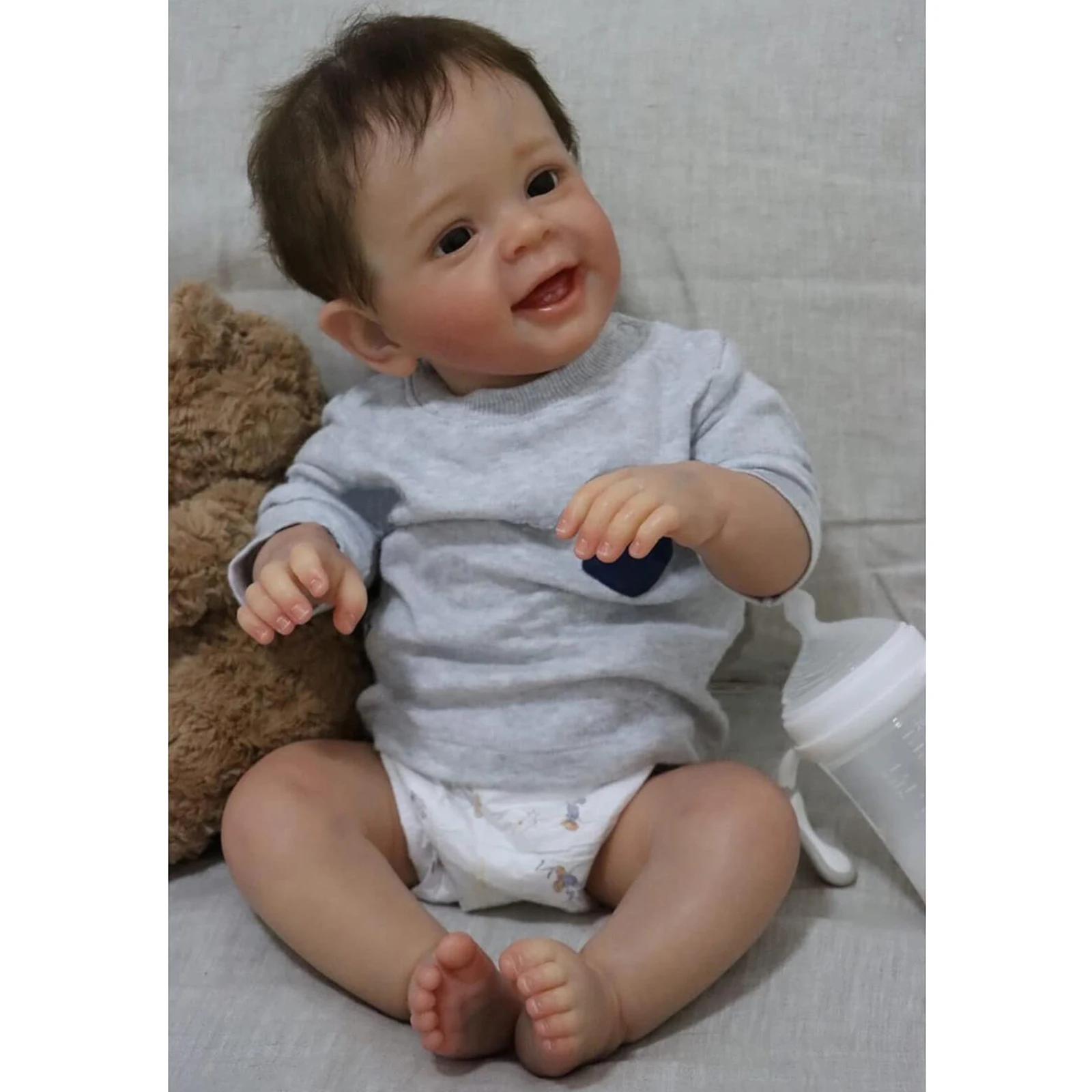 Finn, um menino bebê rindo, boneco reborn de vinil de 56 cm (22 polegadas) Finn, menino risonho, boneco reborn de vinil de 56 cm (22 polegadas)