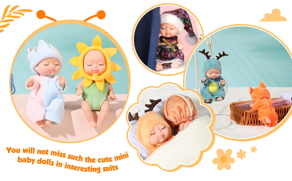 Mia Dreamy Mini Babies 10 cm genfødte dukker gavesæt med 6 stk. 22 stk. Mia Dreamy Mini Babies 10 cm genfødte dukker gavesæt med 6 stk. 11