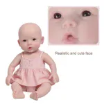 Poupée réaliste pour collectionneurs, avec un visage adorable et une robe rose.