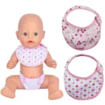 Reusable cloth doll bibs for 14-18 inch dolls with floral patterns.