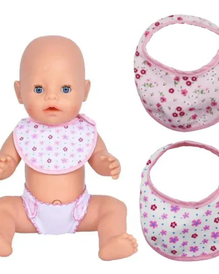 Reusable cloth doll bibs for 14-18 inch dolls with floral patterns.