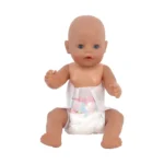 Reborn doll wearing a disposable diaper for 14-18 inch dolls.