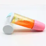 Colorful doll bottle with milk and juice for feeding play.