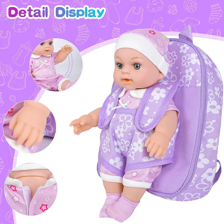 Doll Carrier Backpack Floral Bag for Dolls Up to 14 Inch 14 Doll Carrier Backpack Floral Bag for Dolls Up to 14 Inch 3