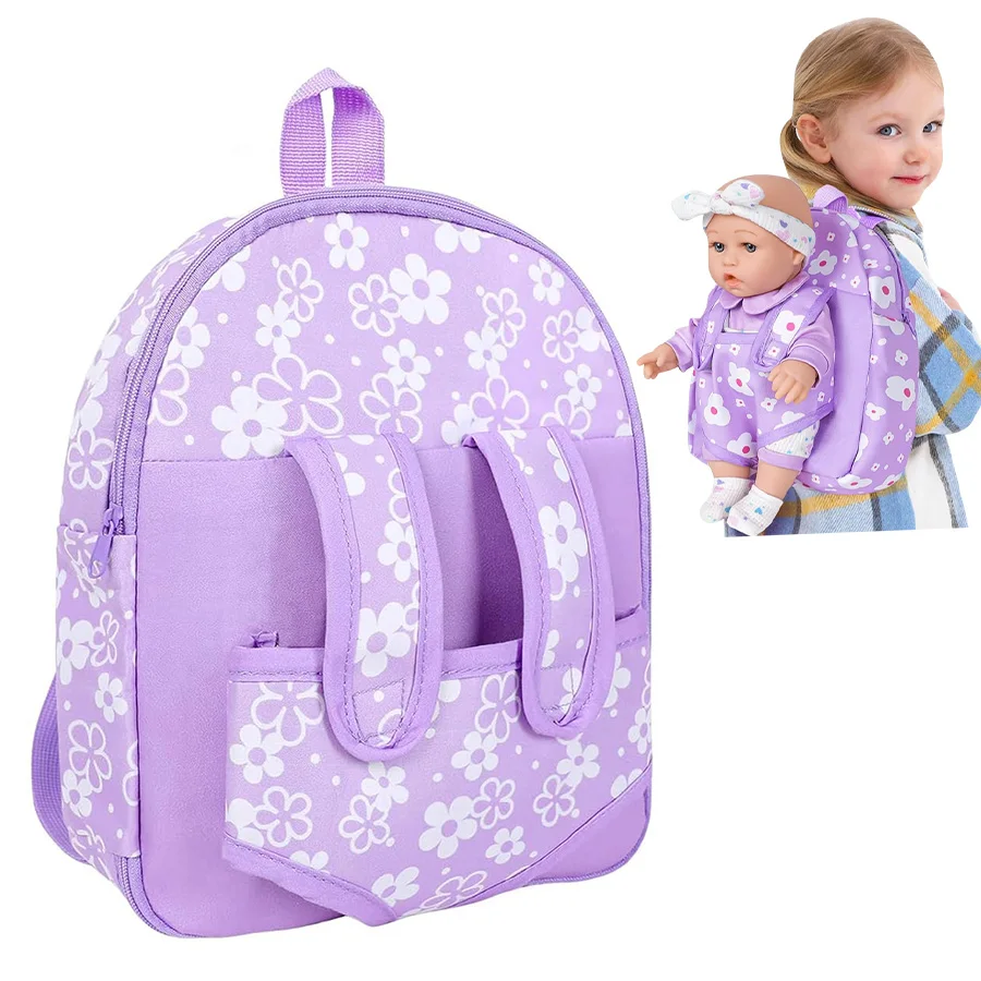 Doll Carrier Backpack Floral Bag for Dolls Up to 14 Inch 13 Doll Carrier Backpack Floral Bag for Dolls Up to 14 Inch