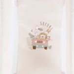 Doll travel cot featuring safari animals and mesh sides for 18 inch dolls.