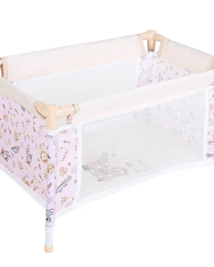 Portable doll crib with mesh sides for 18 inch dolls, lightweight and easy to assemble.