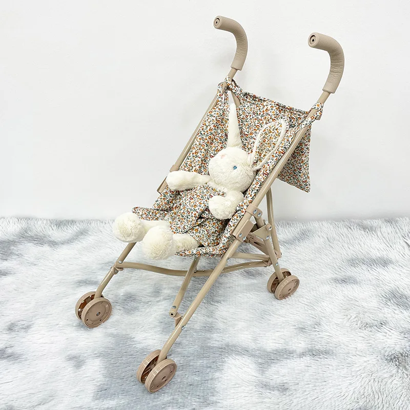 Doll Stroller Floral Folding Pram with Storage Basket 43 Doll Stroller Floral Folding Pram with Storage Basket 3 1