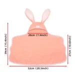 Baby doll bunny hooded swaddle blanket with measurements.