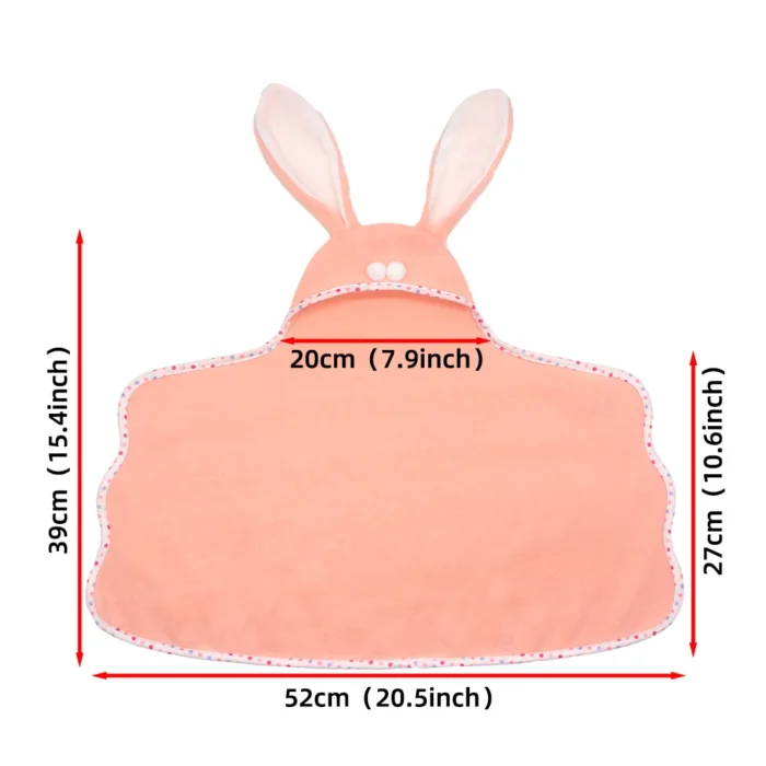 Baby doll bunny hooded swaddle blanket with measurements.