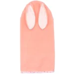 Pink doll swaddle blanket with bunny ears for baby dolls.