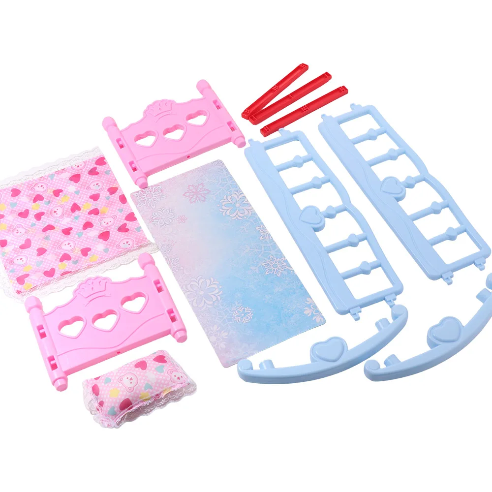 Doll Crib Rocking Cradle with Bedding for Baby Dolls 26 Pink and blue baby doll rocking bed with accessories for pretend play.