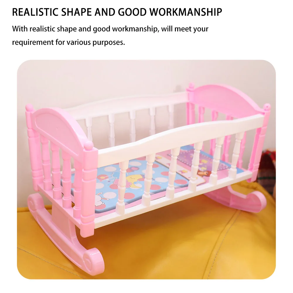 Doll Crib Rocking Cradle with Bedding for Baby Dolls 21 Infant Carriage Baby Bed Cradle Pretend Play Lightweight Baby Doll Rocking Bed Role Play Pink Blue Doll Rocking Crib 7