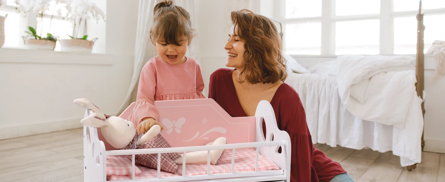 Wooden Doll Crib with Storage and Bedding for 20 Inch Dolls 38 Wooden Doll Crib with Storage and Bedding for 20 Inch Dolls 13