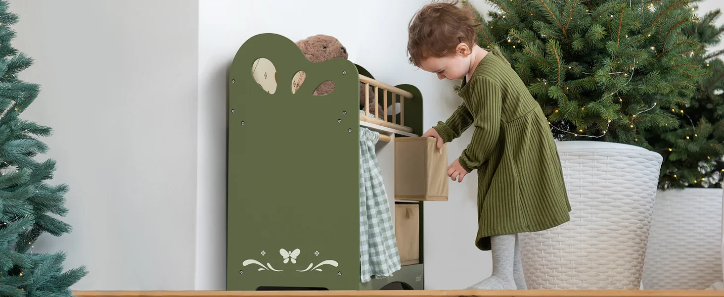 Wooden Doll Crib with Storage and Bedding for 20 Inch Dolls 40 Wooden Doll Crib with Storage and Bedding for 20 Inch Dolls 15