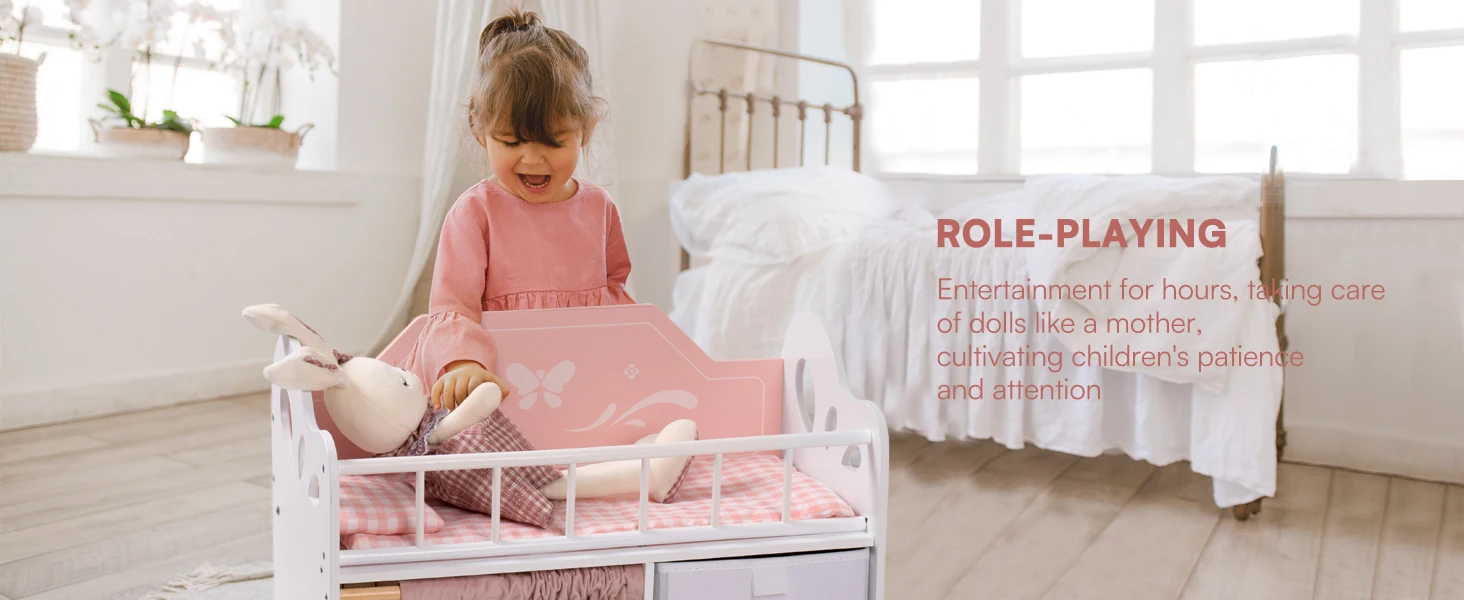 Wooden Doll Crib with Storage and Bedding for 20 Inch Dolls 32 Wooden Doll Crib with Storage and Bedding for 20 Inch Dolls 7
