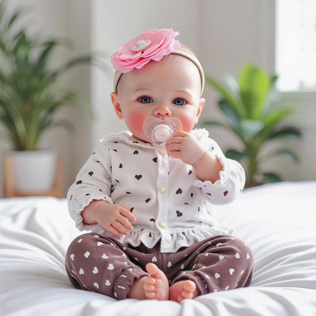 Nicole Baby Girl Blue Eyed 19 Inch Cloth Body Reborn Doll 9 Nicole Baby Girl Blue Eyed Cloth Body Vinyl Reborn Doll 1