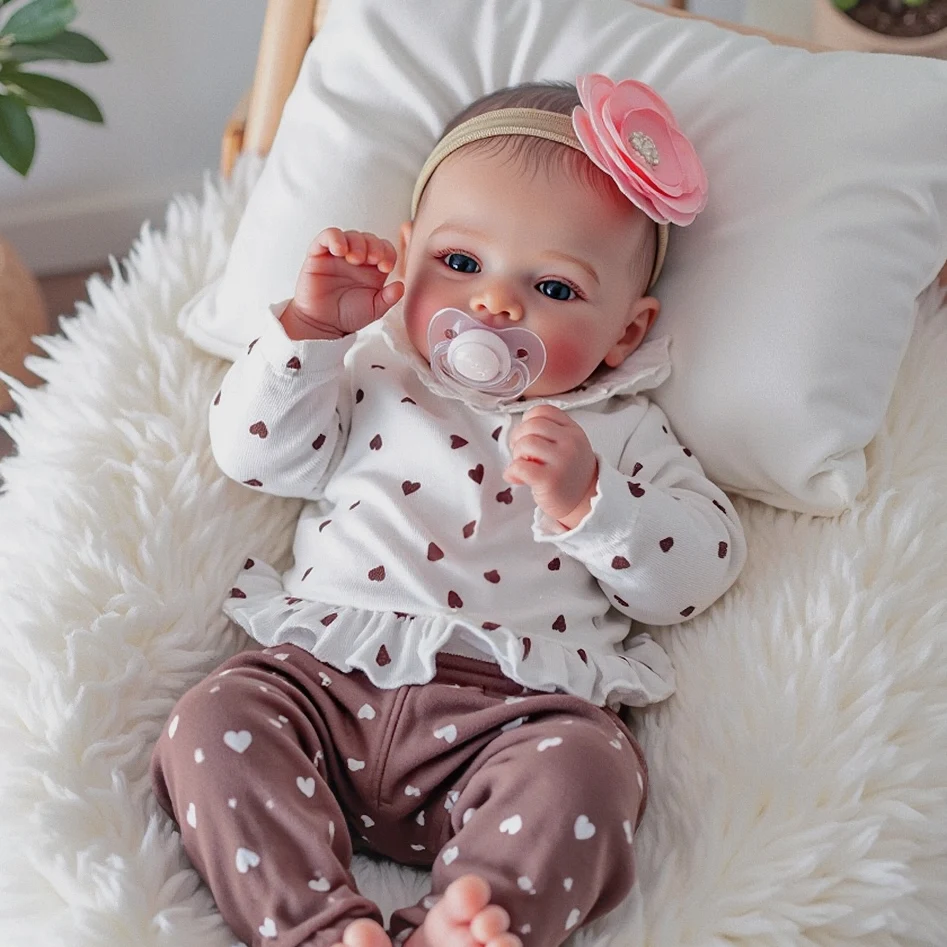 Nicole Baby Girl Blue Eyed 19 Inch Cloth Body Reborn Doll 8 Nicole Baby Girl Blue Eyed Cloth Body Vinyl Reborn Doll
